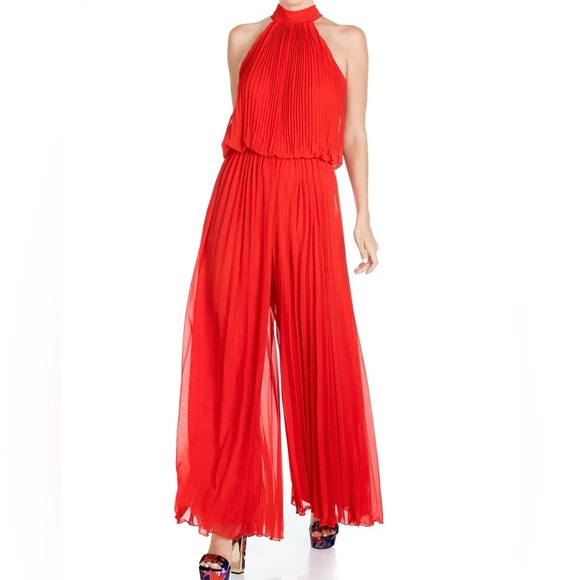 Meghan LA Pants - Meghan LA Scarlet Halter Pleated Wide Leg Jumpsuit NEW
